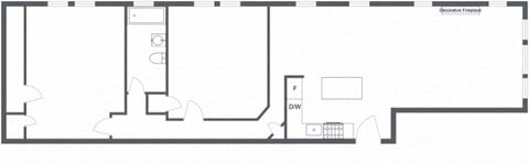 Floor plan for 2 beds, 1 bath, 1120 sqft